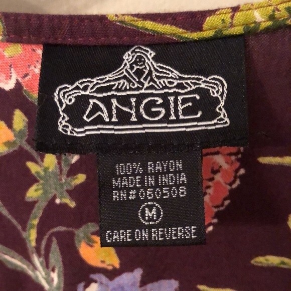 ANGIE SIZE M DARK PURPLE FLORAL RAYON OPEN FRONT SHORT SLEEVE KIMONO CARDIGAN - Picture 6 of 6